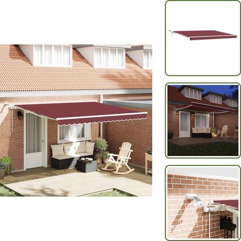 Markise Automatisch mit LED Weinrot 400x300 cm - Markise - Gartensonnenschirm - Outdoor-Decken - Terrassendecke - Patioabdeckung (1/5)