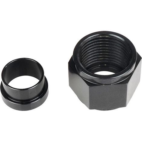Aluminum Hardline Fitting, 10 AN Female Tube Nut and Sleeve for 5/8' OD Aluminum Tubing, 1 Set-12AN-Black (1/5)