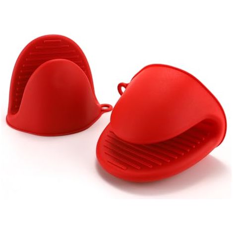 Guanto da forno in silicone spesso per friggitrice ad aria, cottura al forno, cottura in generale e barbecue (rosso) (1/2)