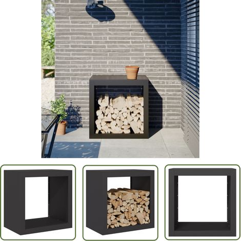 vidaXL Portant de bois de chauffage noir 60x40x60 cm acier (1/5)