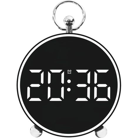 Réveil numérique LED avec Date, température, Fonction répétition, Commande vocale, variateur, Fixation Murale/de Table, Compact et léger, idéal comme Cadeau pour la Famille. (Blanc) (1/5)