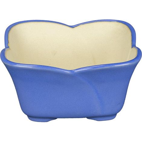 Vaso per bonsai quadrato in gres smaltato azzurro 12x12x5,5 cm - A25