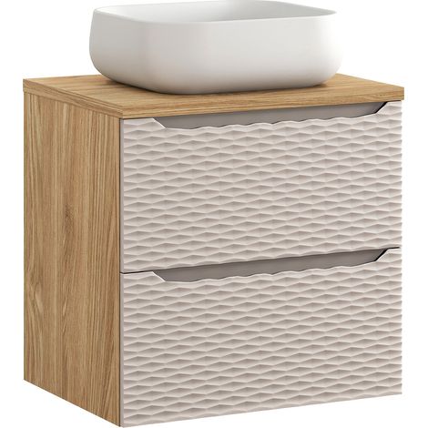 Waschtisch 60cm, Eiche mit beige, OLUO-56-BEIGE (1/5)