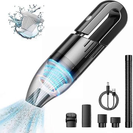 Aspirateur sans fil portatif - Mini aspirateur de voiture portable sans fil, puissance d'aspiration de 6000 Pa, batterie rechargeable puissante de 120 W (1/4)