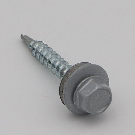 Vis autoperceuse Tête hexagonale TH 4.8X35 Rondelle d'étanchéite EPDM Acier zingué RAL9006 aluminium blanc-10 pièces