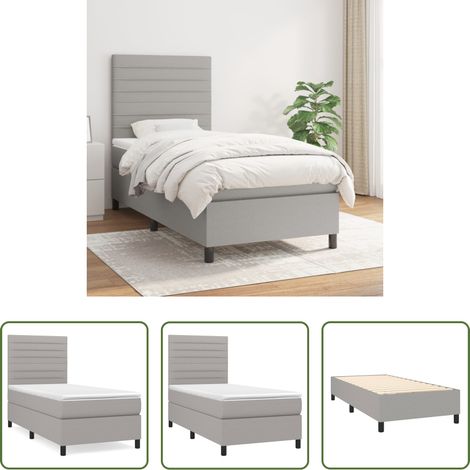 Matratze - Boxspringbett mit Matratze Hellgrau 80x200 cm Stoff (1/5)