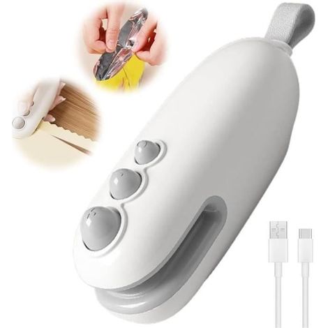 Mini scelleuse de sacs portable, scelleuse de petits sacs multifonctionnelle, scelleuse sous vide (blanche) (1/4)