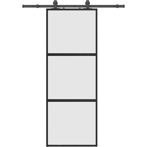 Maison Exclusive - Schiebetür mit Beschlag Schwarz 76x205 cm Hart