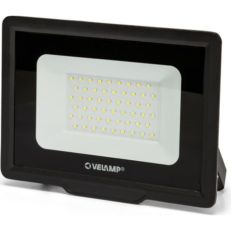 Velamp Proiettore LED SMD 50W - Impermeabile IP65 - Luce Bianco Naturale 4000K - Colore Nero - Ideale per Esterni (1/5)