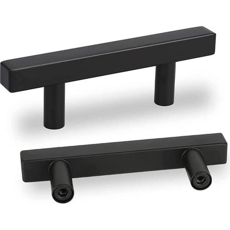 [NIEMALS VERWENDET] 10 Stück Möbelgriffe Schwarz 64mm Schrankgriffe aus Edelstahl Durchmesser 12mm Schubladengriffe mit Schrauben (1/4)