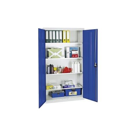 Armadio porta attrezzi e materiali Stumpf serie 3000 grigio chiaro / blu genziana + 4 ripiani estraibili continui - 3008074