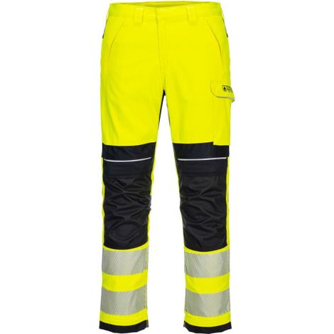 Pantalones de trabajo de alta visibilidad PW3 resistentes a la llama FR406 36 pulgadas (talla 46) Amarillo / Negro (1/4)