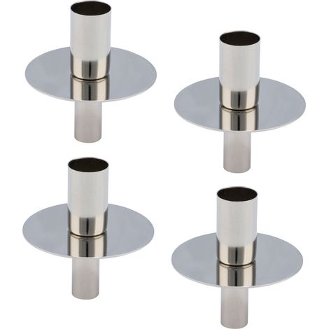 Metall Flaschen Kerzenhalter silber - 4er Set / 8 cm - Kerzenständer für Stabkerzen und Tafelkerzen - Weihnachten Advent Kerzen Ständer