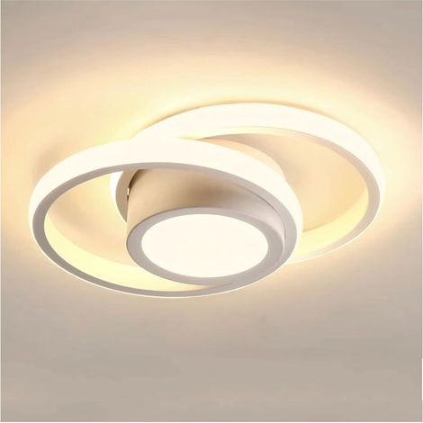 Runde LED-Deckenleuchte mit Doppelring, kleine moderne Deckenleuchte, geeignet für Schlafzimmer, Wohnzimmer, Küchen und Flure. (1/5)
