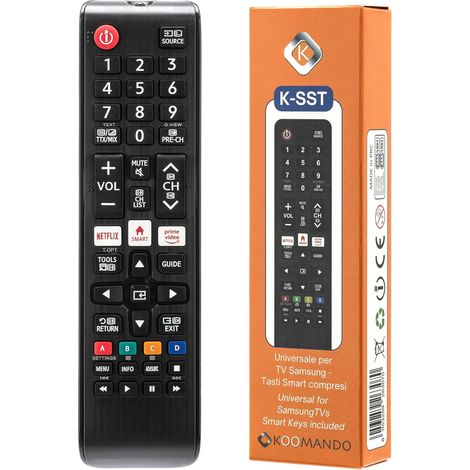 3-Piece Universal Remote Control Set Compatible with Samsung LCD LED QLED UHD 4K 8K HDR Curved TVs, AA59 BN59 Series, Ready to Use, No Programming Required, Netflix and Prime Video Buttons, Smart TV C (1/5)