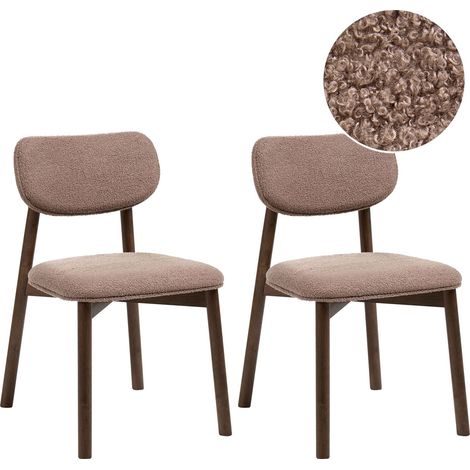 Esszimmerstuhl 2er Set MILLS Bouclé Braun / Taupe