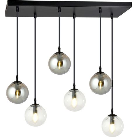 Lampada a sospensione Cosmo in acciaio nero e vetro