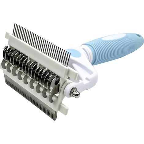 Cepillo desenredante para mascotas, mango ergonómico, herramienta de aseo versátil, azul (1/2)