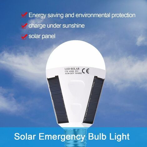 Solar-LED-Lampe, E27 IP 65, tragbare LED-Notlampe mit Haken (12W) (1/4)