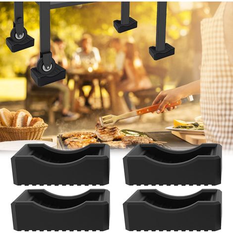 Set mit 4 Grill-Nivellierfüßen, verstellbare, rutschfeste Nivellierfüße, geeignet für Grills im Freien, wasserdichter Radstabilisator, robustes Campingküchenzubehör.
