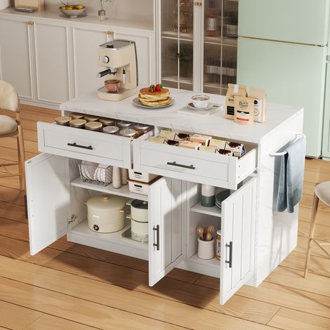 Tisch Esstisch Küchentisch mit Stauraum 120 x 60 Weiß OKMYHOME (1/5)