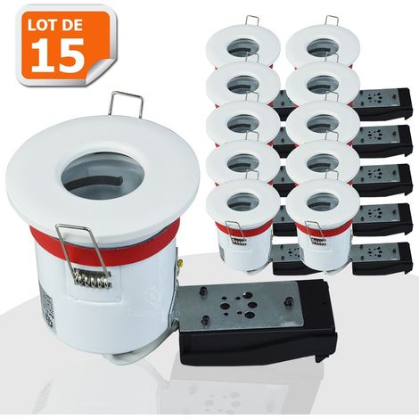 Lot de 15 Support de spot BBC Etanche IP65 Blanc 87mm avec douille GU10 automatique ref. 830W (1/5)