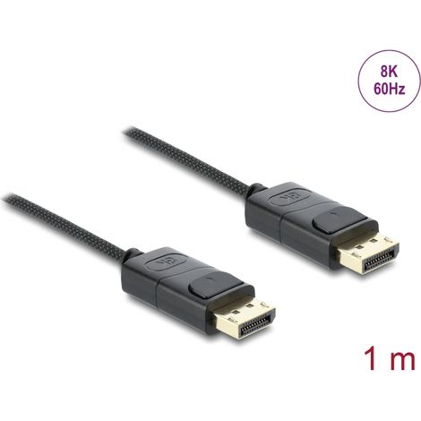 Delock Cable DisplayPort coaxial 8K 60 Hz con revestimiento trenzado 1 m