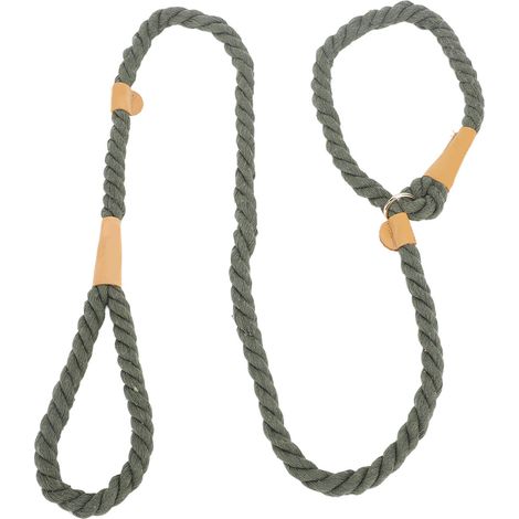 Laisse de dressage pour chien, résistante à la déchirure, élastique et réglable, en corde de coton, pour grands chiens, 1,7 m (5,6 pi), vert foncé. (1/5)