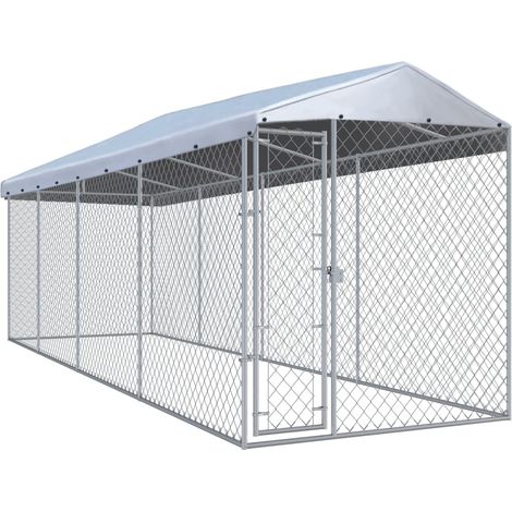 vidaXL Recinzione per Cani da Esterno con Tetto 760x190x225 cm