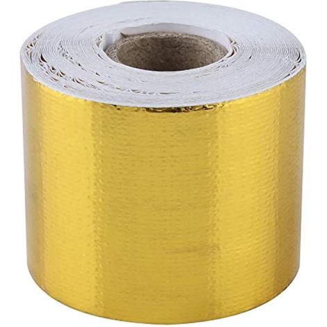 Ruban adhésif, 1 rouleau de ruban adhésif réfléchissant en feuille d'aluminium dorée pour protection thermique pour voiture (doré 10 m x 5 cm) (1/4)