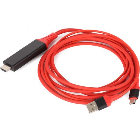 Câble adaptateur USB 3.1 TypeC vers interface multimédia haute définition, câble de charge pour téléphone et téléviseur (rouge) (1/5)