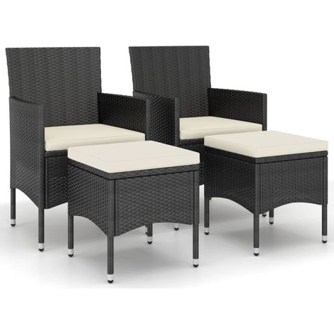 Maison Exclusive - 4-tlg. Gartenstuhl und Hocker Set Poly Rattan