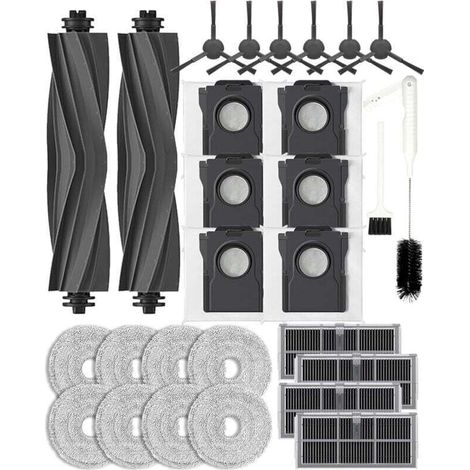 Lot de 28 PCS de Rechange pour Dreame L40s Ultra AE/CE/L10s Pro Ultra Heat/X30 Ultra/Mova E30 Ultra/l10s Ultra gen 2,d'accessoires : 2 Brosses Principales,4 Filtres, 6 Sacs D'aspirateur (1/4)