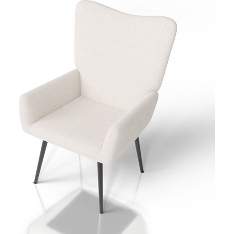 Poltrona con braccioli e poggiapiedi opzionale Odense senza poggiapiedi Beige Bouclé Poltrona relax beige o grigia in stile scandinavo