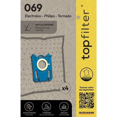 Lot de 4 sacs aspirateur Electrolux Philips et Tornado TopFilter Premium (1/5)