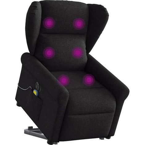 Elektrischer Massagesessel mit Aufstehhilfe Schwarz Stoff