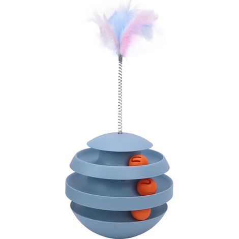 Tour à roulettes pour chat, jouet interactif favorisant l'exercice et la vitalité de votre animal, balle à rouler pour chat d'intérieur, bleu brumeux (1/5)