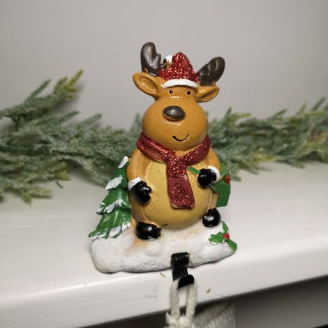 13cm Premier Christmas Stocking Hanger Decoration in Reindeer Design (1/4)