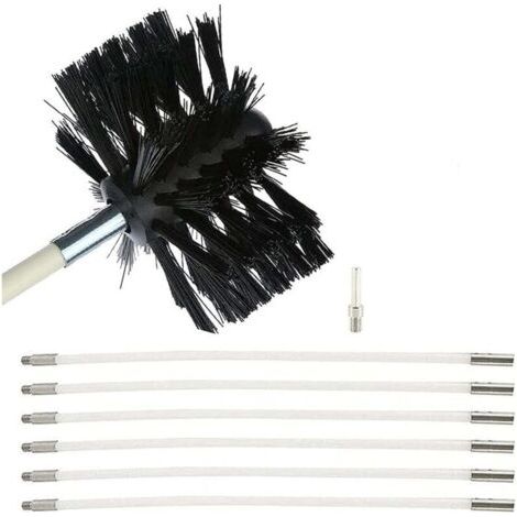 Kit de nettoyage pour cheminée – Brosse rotative + 6 brosses interchangeables (410 mm) – Système complet pour entretien professionnel