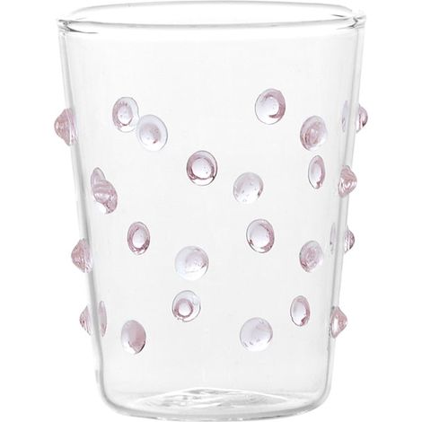 Zafferano Set 6 Bicchieri Party Tumbler Junior in Vetro Borosilicato Colore Rosa, Ideali per Liquori, Salse e Servizio Tavola Design Allegro Pois