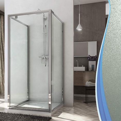 Box Doccia 3 Lati 90x90x90 cm 1 Anta Battente in Cristallo Opaco 6mm H185 Fosterberg Koge Trio (1/5)