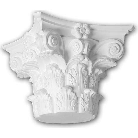 Chapiteau de colonne Profhome 411301 Moulure de façade Colonne Élément de façade style corinthien blanc