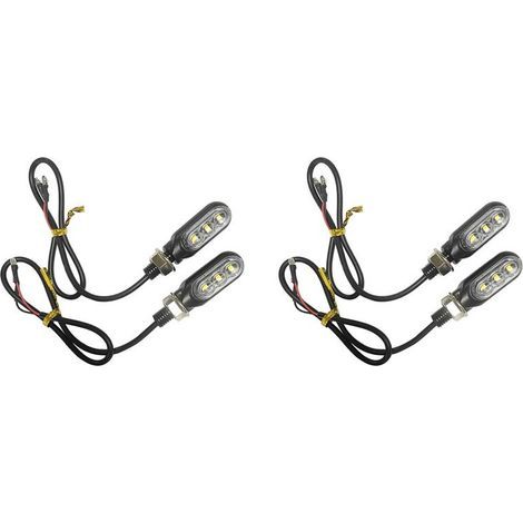 Convient pour un ensemble de clignotants de moto en 4 pièces, 3 feux indicateurs LED pour moto, feux de guidon ambrés, convient aux motos et scooters.