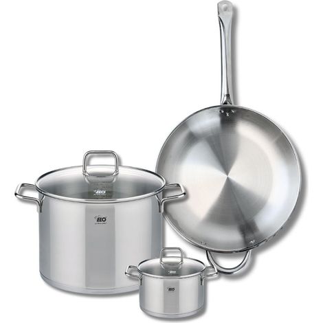 Ensemble de 1 Poêle de cuisson 32 cm et 2 faitouts 14 et 26 cm Elo Profi Citrin (1/5)