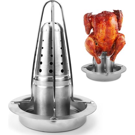 1 Support De Poulet, Acier Inoxydable, Rôtissoire Verticale, Accessoire Gril, Pour Four Et Barbecue (1/5)