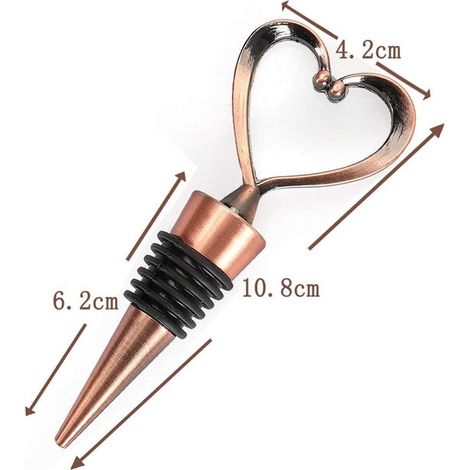 Juego de 3 tapones para botellas con forma de corazón - Aleación de zinc y silicona (1/4)