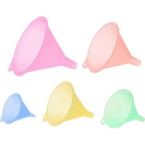 Entonnoir de cuisine en plastique, 5 couleurs, 5 tailles, entonnoir aux couleurs de bonbons, idéal pour le nettoyage rapide des récipients de transfert en cuisine. (1/5)