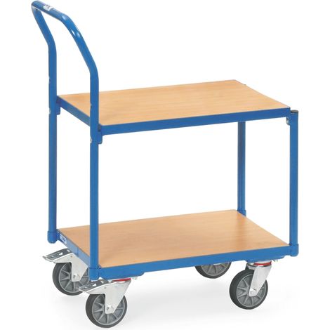 Fetra Etagen-Roller mit 2 Böden aus Holz, ohne Rand und Rohrschiebebügel (1/2)