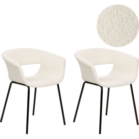 Set of 2 Dining Chairs ELMA Boucle Off-White