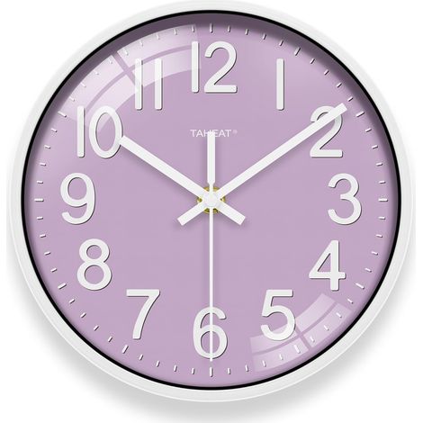 Horloge Murale Violette, 20 cm Petite Horloge Moderne silencieuse à Piles, décorative pour Cuisine, Salon, Chambre à Coucher, Salle de Bain, Bureau (1/5)